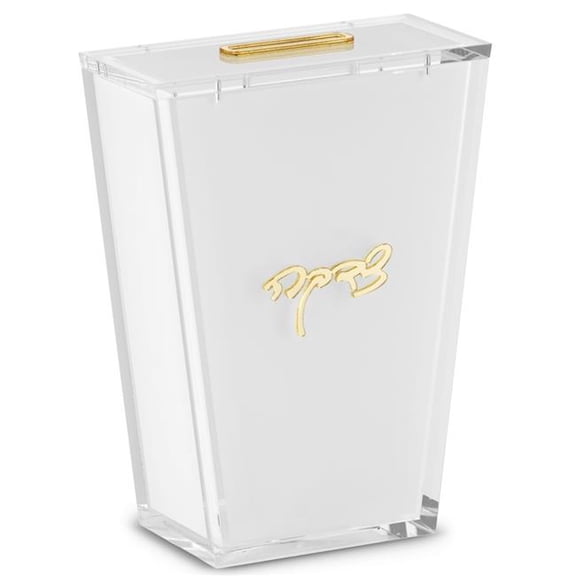 Nua 60540 Acrylic Tzedakah Box with White & Gold Rim
