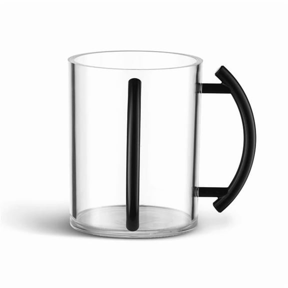 Nua 60513 Acrylic Washing Cup with Black Handle, Clear