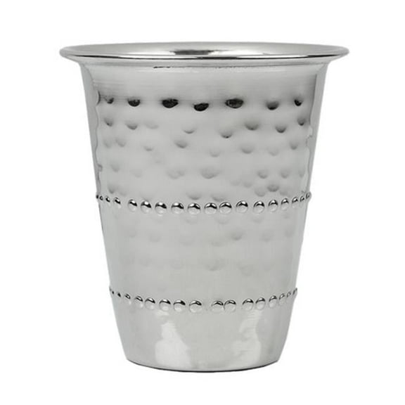Nua Collection 58019 Stainless Steel Kiddush Cup with Beaded Hammered Design