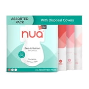 Nua Complete Comfort Sanitary Pads for Sensitive Skin Pack of 24 Pads 6 Heavy Flow, 8 Medium Flow, 10 Light Flow with Disposal covers, Zero Irritation, Comfortable All-Day Protection