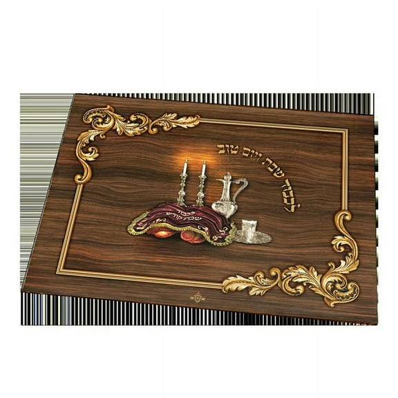 Nua  Tempered Glass Challah Board - Gold & Silver - Large - 10 Piece