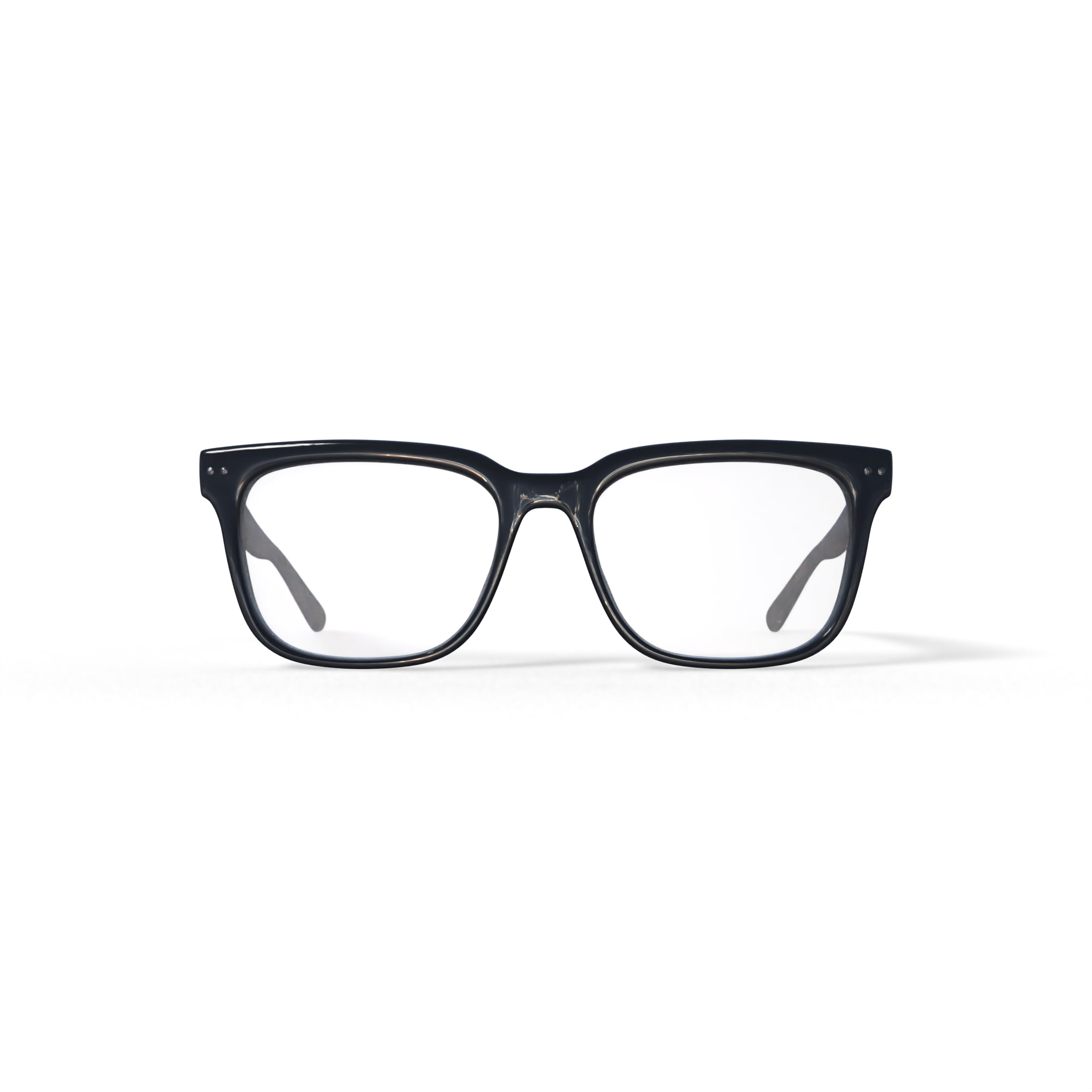 Nuance Audio Unisex Size 54 Prescription Hearing Square Smart Glasses with Charging Case, Shiny Black/Demo Lens
