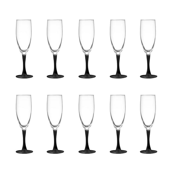 Nuance Champagne Flutes by ARC 5.75 oz. Set of 10, Bulk Pack - Perfect for Hotel, Bar, Restaurant or Lounge - Black