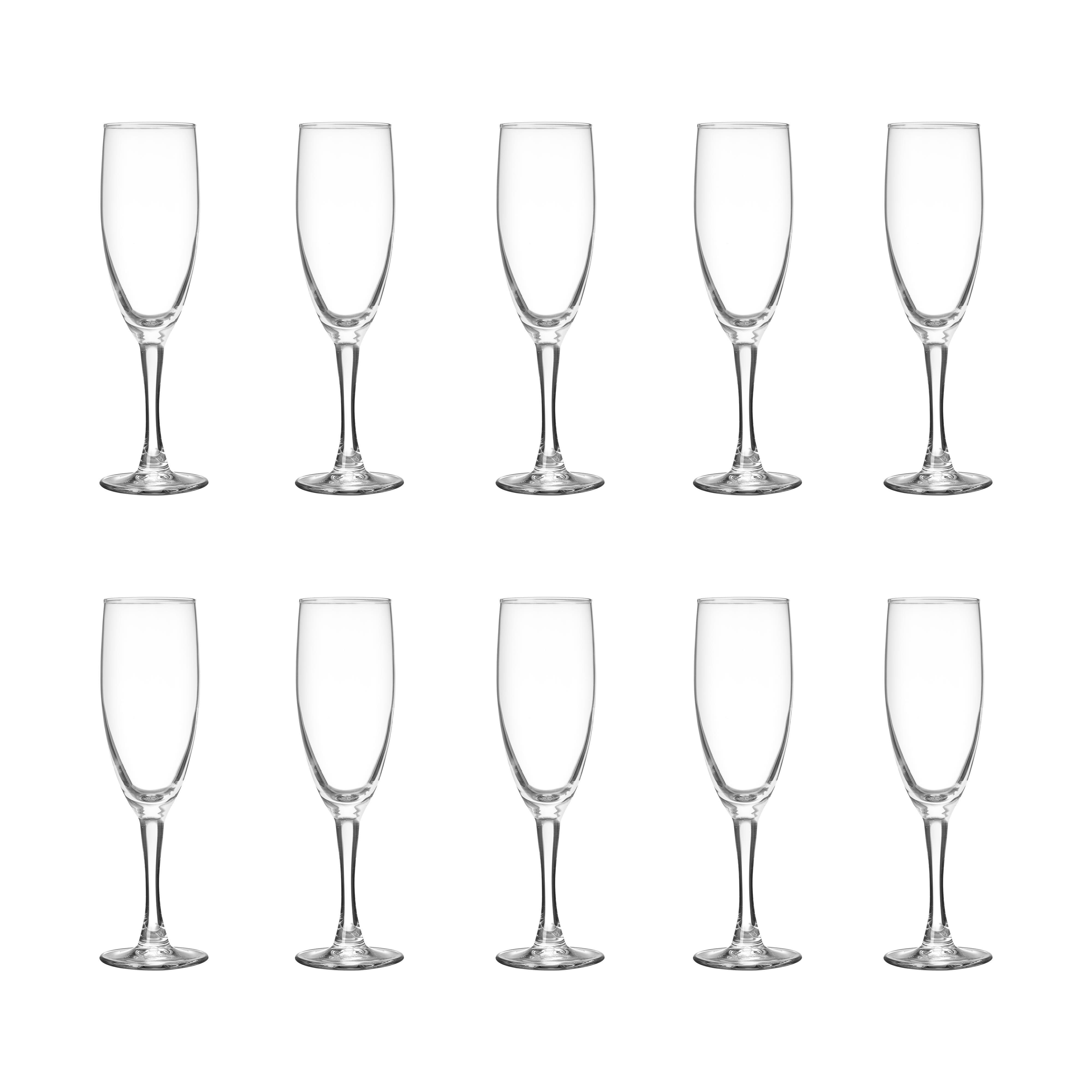 Nuance Champagne Flutes by ARC 5.75 oz. Set of 10, Bulk Pack - Perfect for Hotel, Bar, Restaurant or Lounge - Clear