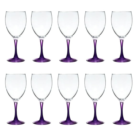 Nuance Wine Glasses by ARC 10.5 oz. Set of 10, Bulk Pack - Restaurant Glassware, Perfect for Red Wine, White Wine, Cocktails - Purple