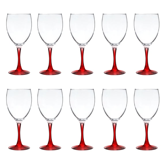 Nuance Wine Glasses by ARC 10.5 oz. Set of 10, Bulk Pack - Restaurant Glassware, Perfect for Red Wine, White Wine, Cocktails - Red