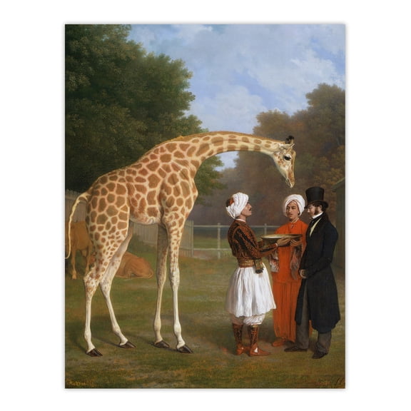 Nubian Giraffe Oil Painting Agasse Huge Wall Art Print 18X24 In