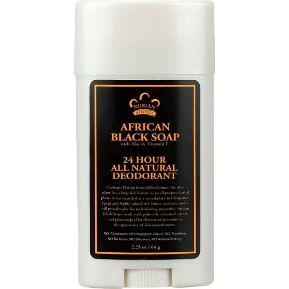 Nubian Heritage 24 Hour Natural Deodorant African Black Soap, 2.25 Oz