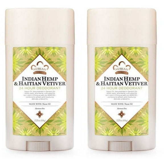 Nubian Heritage - 24 Hour Natural Deodorant Indian Hemp & Haitian Vetiver - 2.25 oz.(Pack of 2 )