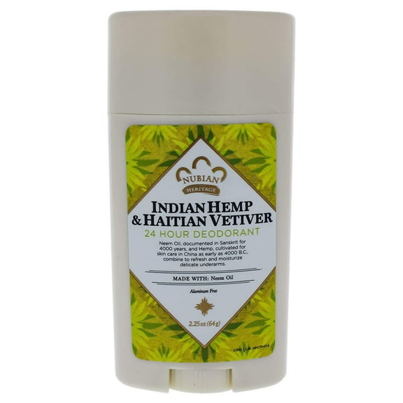 Nubian Heritage 24 Hour Natural Deodorant Indian Hemp and Haitian Vetiver, 2.25 Oz, 2 Pack