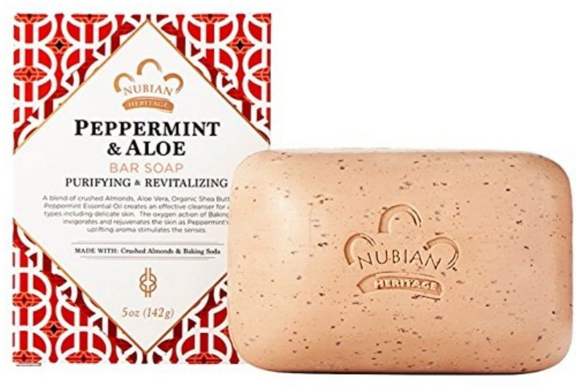 Nubian Heritage Bar Soap, Peppermint & Aloe 5 oz (Pack of 6)