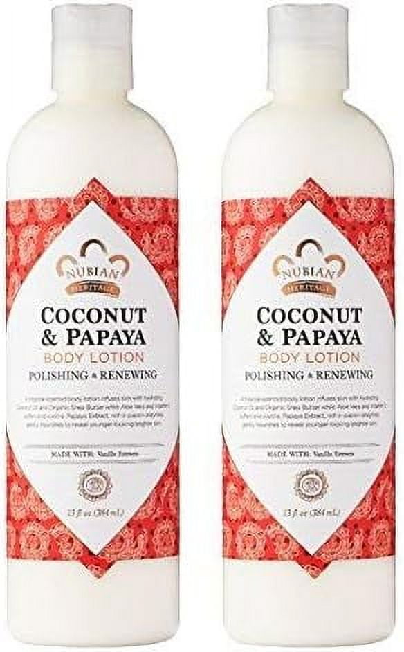 Nubian Heritage Body Lotion, Coconut & Papaya 2 Packs of 13 fl. oz