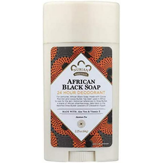 Nubian Heritage Deodorant - All Natural - 24 Hour - African Black Soap - 2.25 oz - 1 each (Pack of 2)