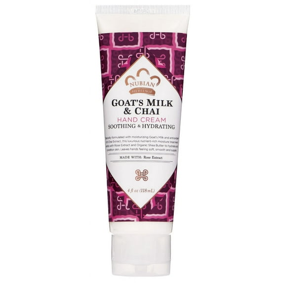 Nubian Heritage Hand Cream Goat's Milk And Chai with Rose Extract, 4 fl Oz