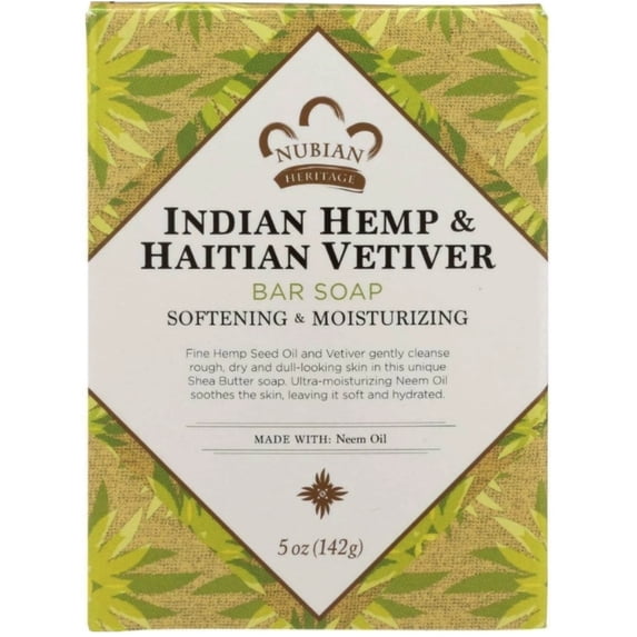 Nubian Heritage Indian Hemp & Haitian Vetiver Soap 5 oz (Pack of 6)