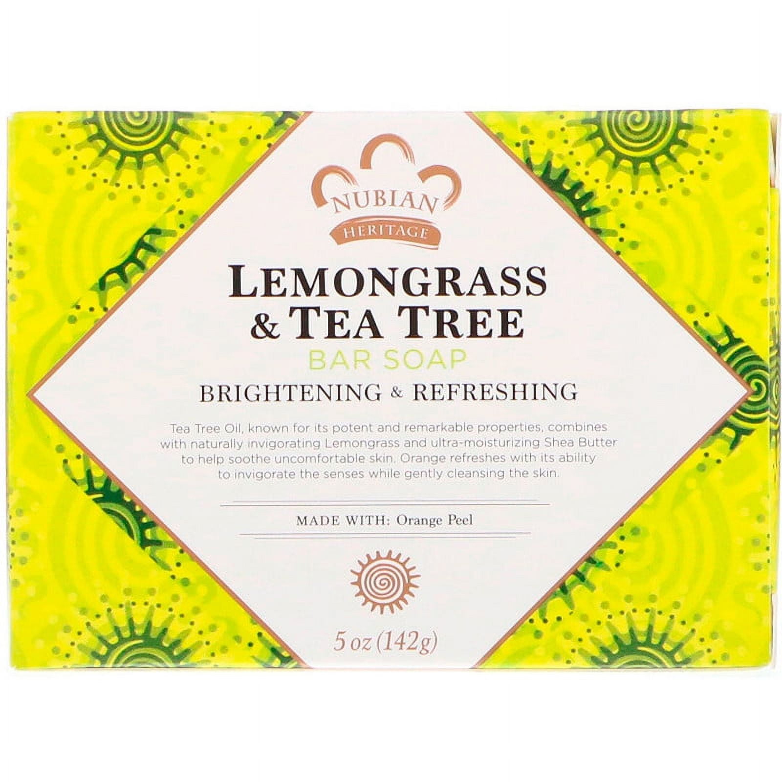 Nubian Heritage, Lemongrass & Tea Tree Bar Soap, 5 oz Pack of 4