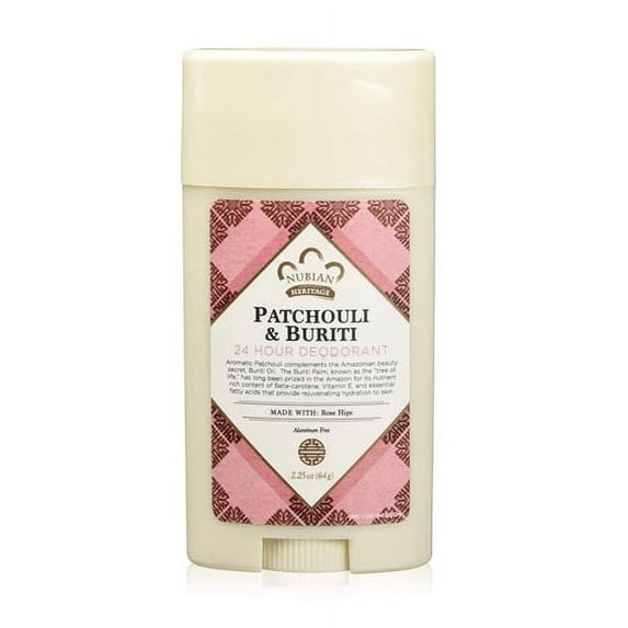 Nubian Heritage Patchouli and Buriti 24 Hour Deodorant Stick, 2.25 Oz, 2 Pack
