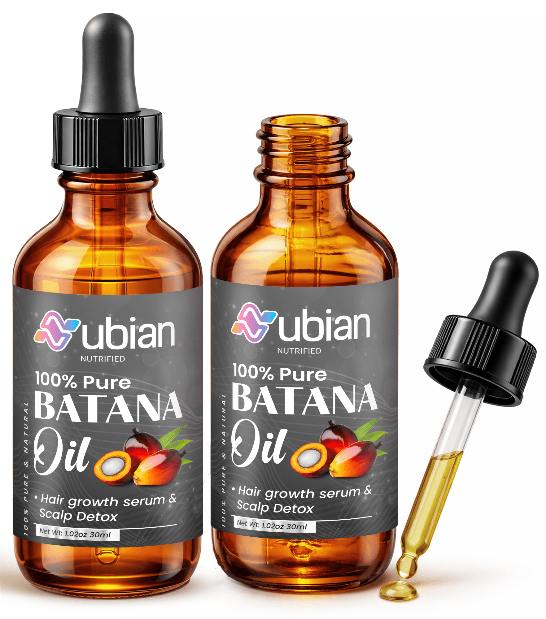 Nubian Nutrified Batana Oil for Hair Growth - Premium Batana Hair Oil - Powerful Hair Growth Oil, 2 Pack