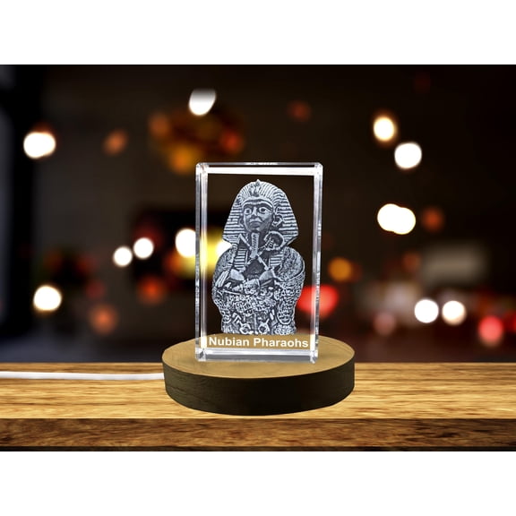 Nubian Pharaohs Egyptian 3D Engraved Crystal | Honoring the Mighty Kings of Ancient Nubia A&B Crystal Collection