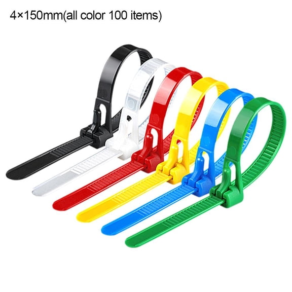 Nuboxa 100 Pcs Buckle Selflocking Premium Nylon Cable Wire Ties Reusable Self Locking Cable Ties Adjustable Zip Ties Straps Fastening Loop