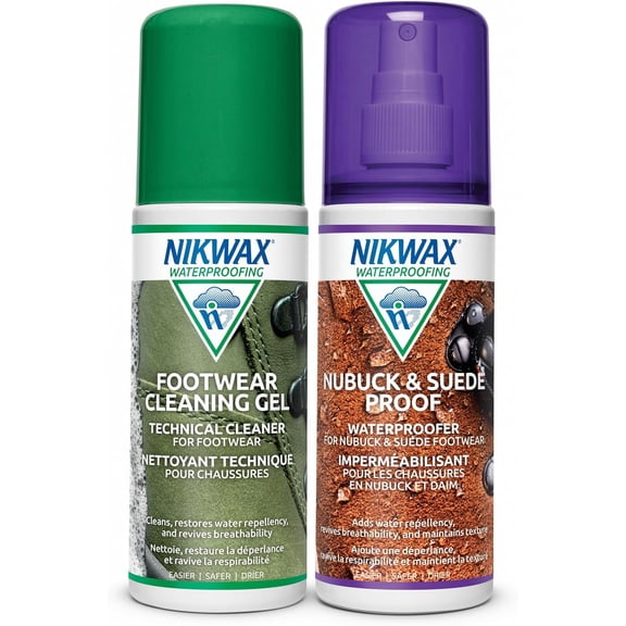 Nubuck & Suede Proof Duo-Pack Clean & Waterproof Spray Restores DWR Water Repellency, Leather Shoe Care, Boot & Footwear Cleaner with Scrub Brush, Rain Protection, Safe for Gore-Tex