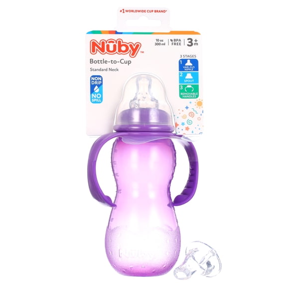 Nuby 11oz Tritan 3 Stage Bottle to Cup, Purple