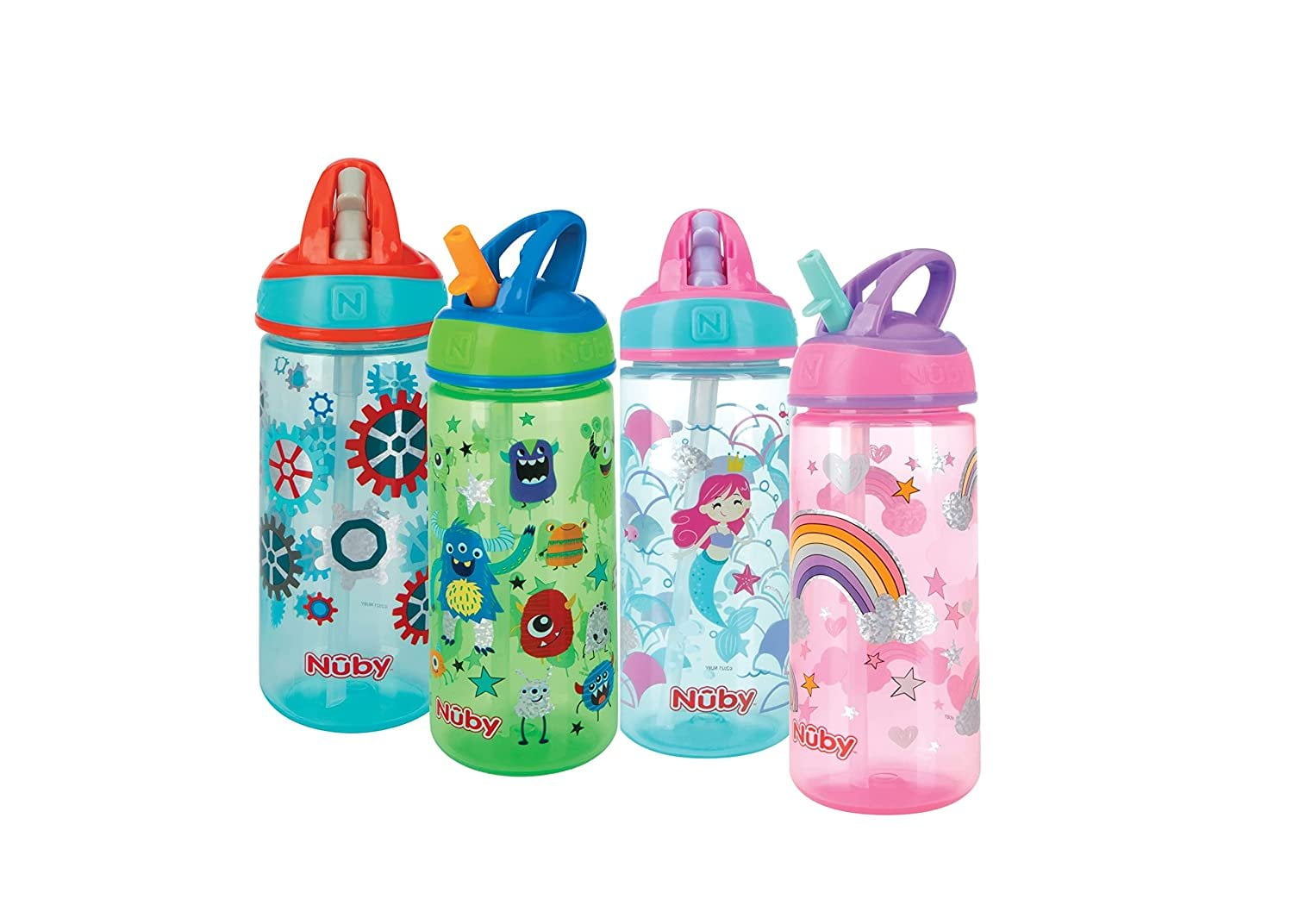 Nuby 2367458 18 oz Flip-it Freestyle Cup with Hard Straw - 18 Plus Months - Pack of 2 - Case of 12
