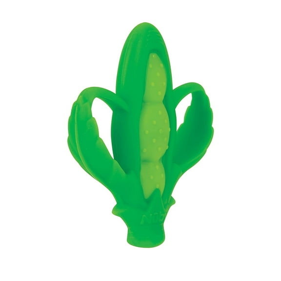Nuby 2 Handle Silicone Fruit and Veggie Teether - 3+ Months, Peas