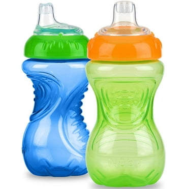Nuby 2 Pack No Spill Cup, 10 Ounce, Blue - Green