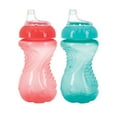 thumbnail image 1 of Nuby 2-Pack No Spill Easy Grip Trainer Cup, 10 oz, Coral and Aqua, 1 of 6