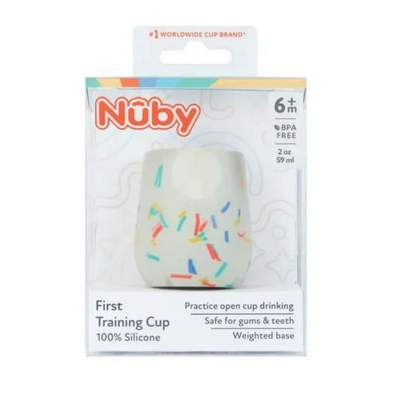 Nuby 2376633 2 oz 6 Plus Months First Open Training Cups, Confetti - Case of 12
