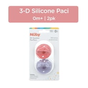 Nuby 2pk 3-D Sili Soother Silicone Pacifier, Flower & Bow