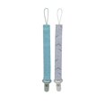thumbnail image 1 of Nuby 2pk Cloth Pacifinder Clip, Aqua Dots & Gray Arrows, 1 of 3