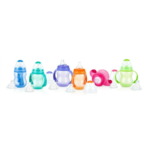 Nuby 3 Stage Baby Bottle with Handles, 3m+, Wide-Neck, 8 oz