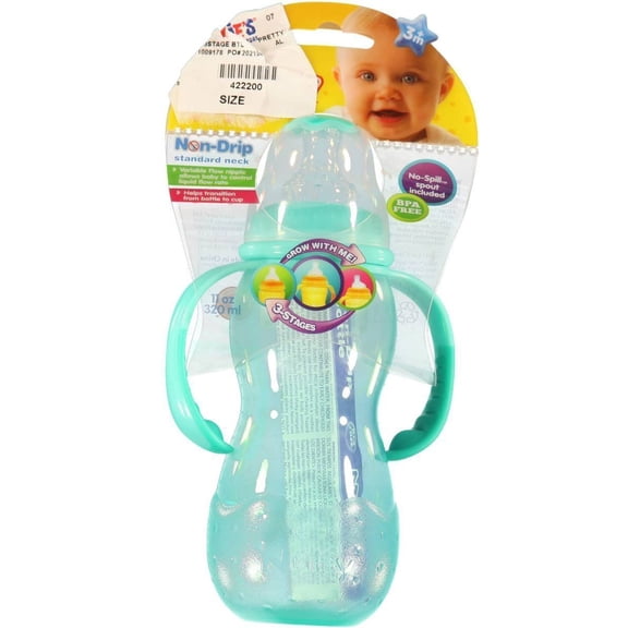 Nuby 3 Stage Bottle, 11 Ounce Turquoise