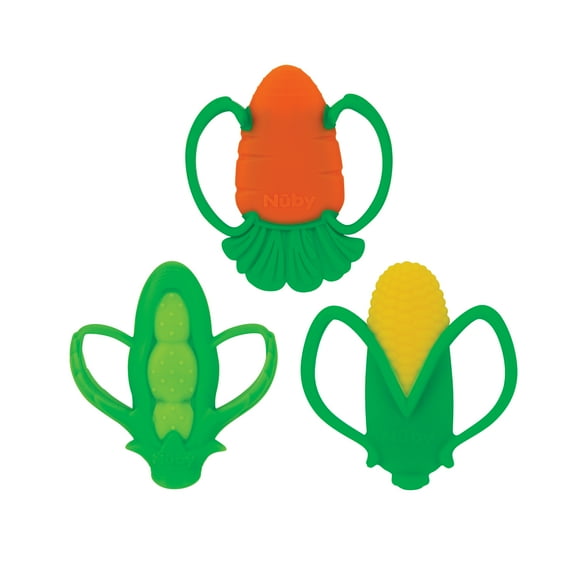 Nuby 3pk Silicone Veggie Teethers with Corn, Carrot, and Pea