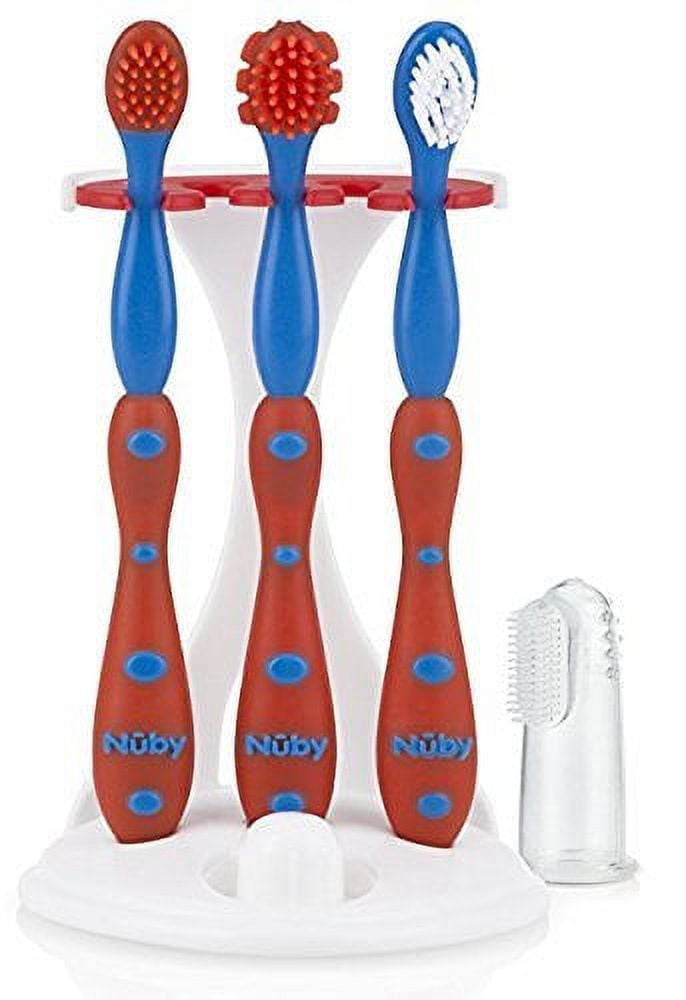 Nuby 4 Stage Oral Care Set System Red/Blue