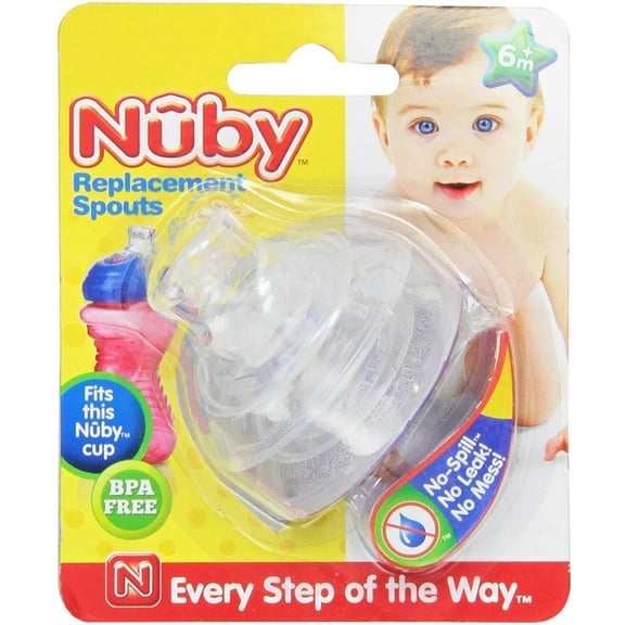 Nuby (5 Packs) 10 Count Super Spout No Spill Replacement Spouts, Clear