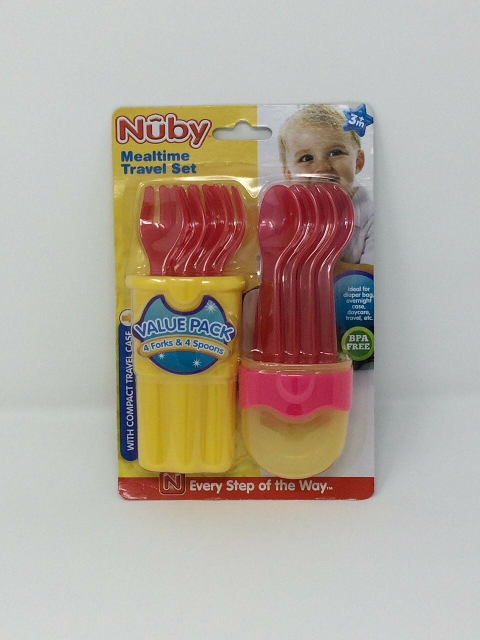 Nuby 9Piece Fork and Spoon Travel Set Compact Case Red/Yellow