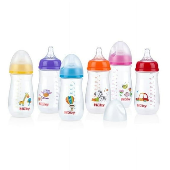 Nuby  9 oz Wide Neck Bottle with Anti-Colic Air System - Case of 24