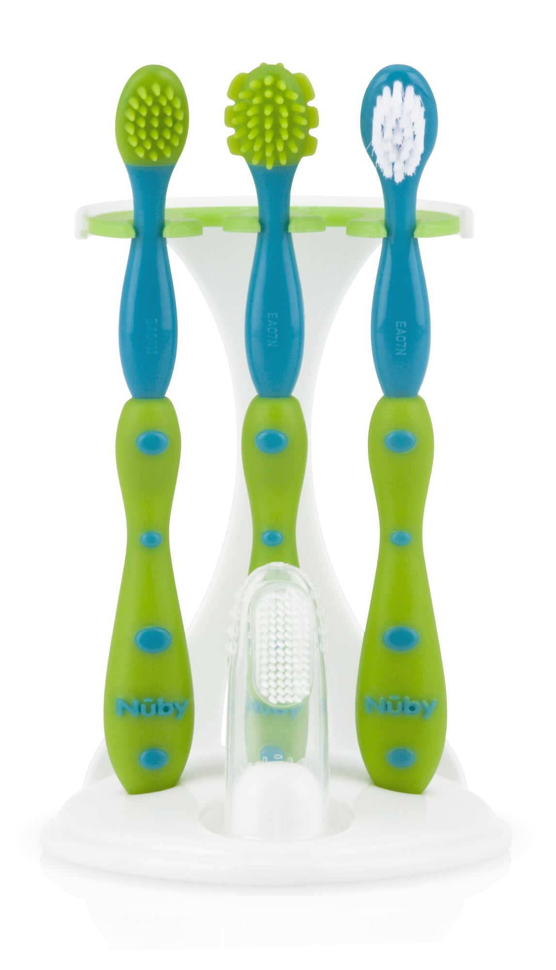 Nuby Blue & Green 4-Stage Oral Care Set with Stand
