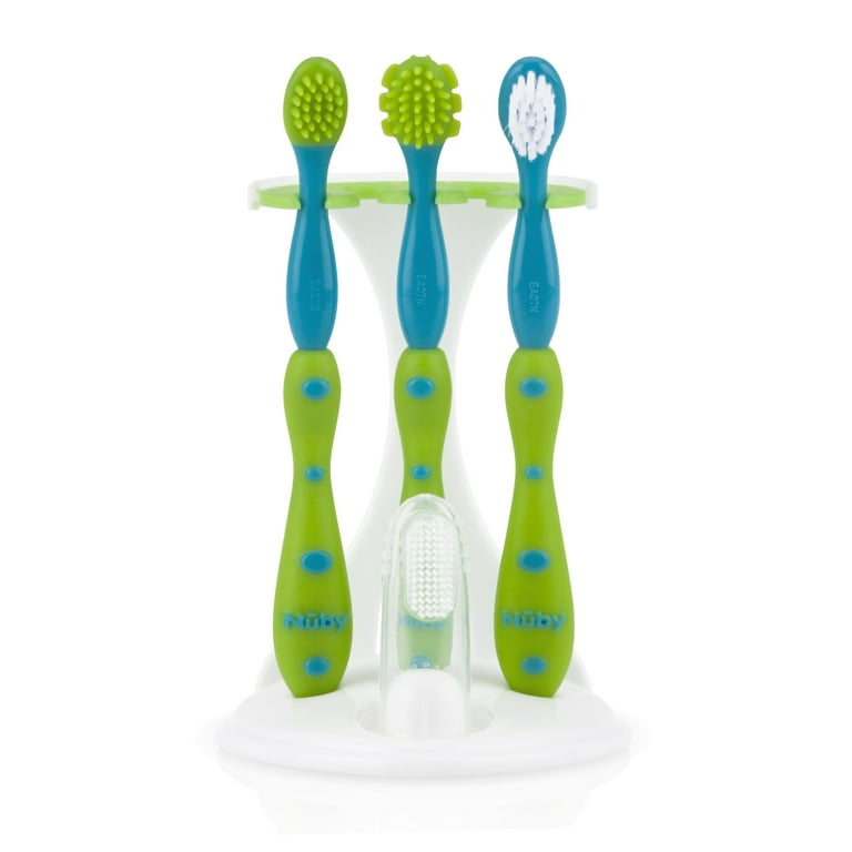 Nuby Blue & Green 4-Stage Oral Care Set with Stand - Walmart.com