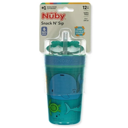 Nuby Boys' Snack N Sip 9 Oz. Whale Cup With Straw Color: turquoise/blue Size: one size