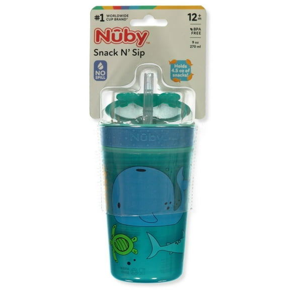 Nuby Boys' Snack N Sip 9 Oz. Whale Cup With Straw Color: turquoise/blue Size: one size