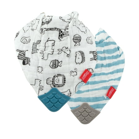 Nuby Cotton Pattern Muslin Bib for Babies and Toddlers, 2 Pack