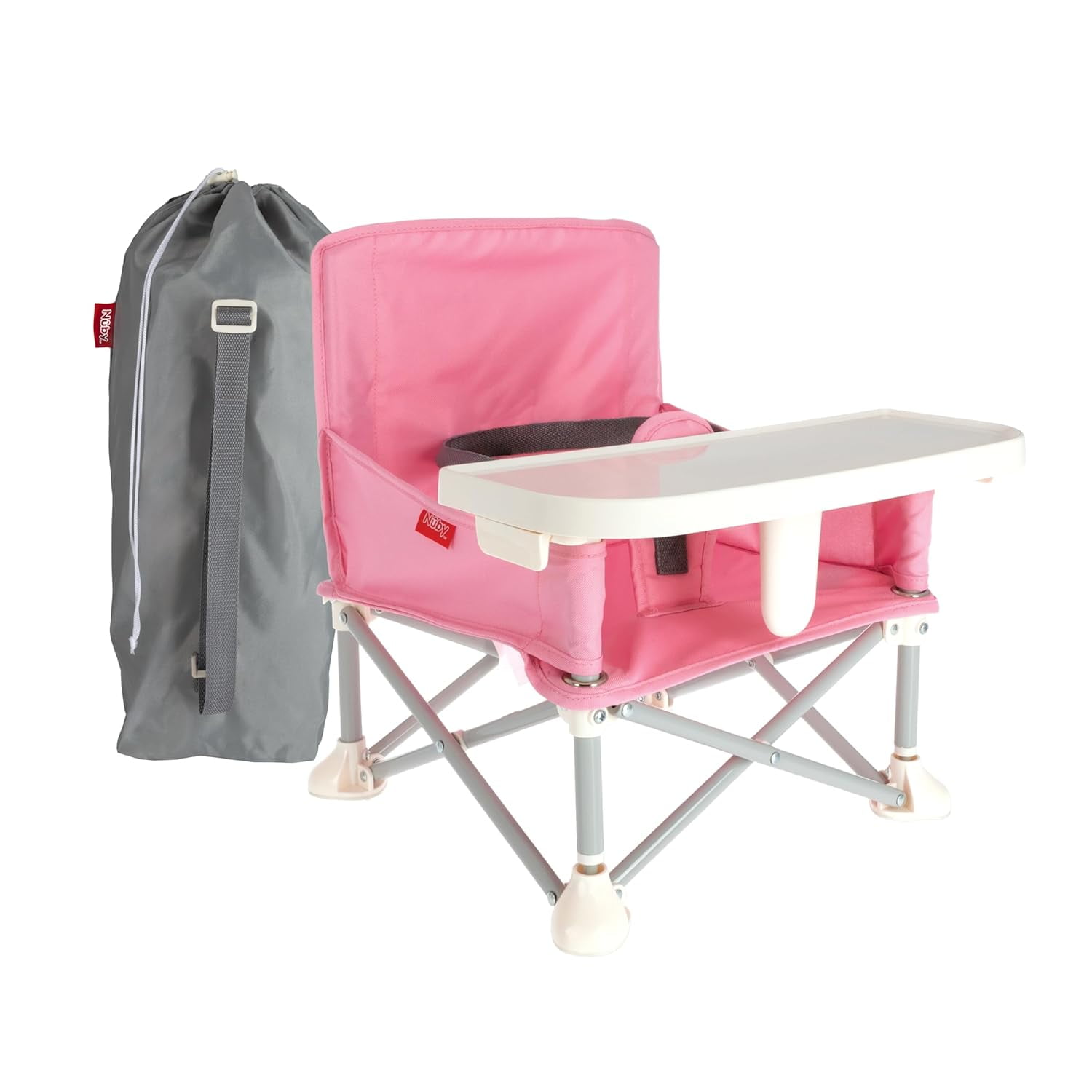 Nuby Easy Go Pop Up Booster Seat with Removable Tray 6 Months Portable Booster Seat for Floor for Indoor Outdoor Use 3 Point Safety Adjustable Straps Includes Travel Bag Gray Walmart