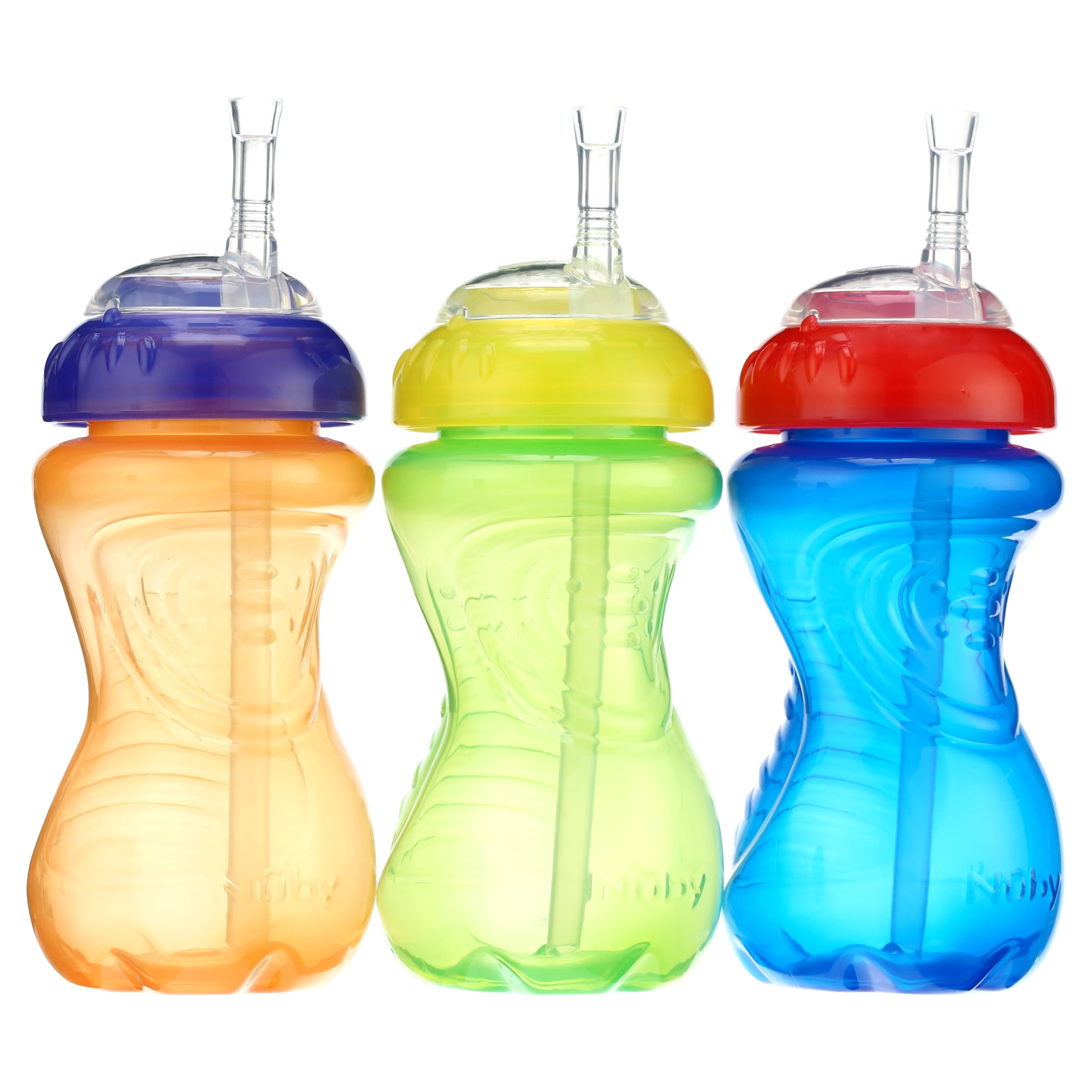 Nuby Easy-Grip Soft Straw Sippy Cup, 10 fl oz, 3 Count - Walmart.com