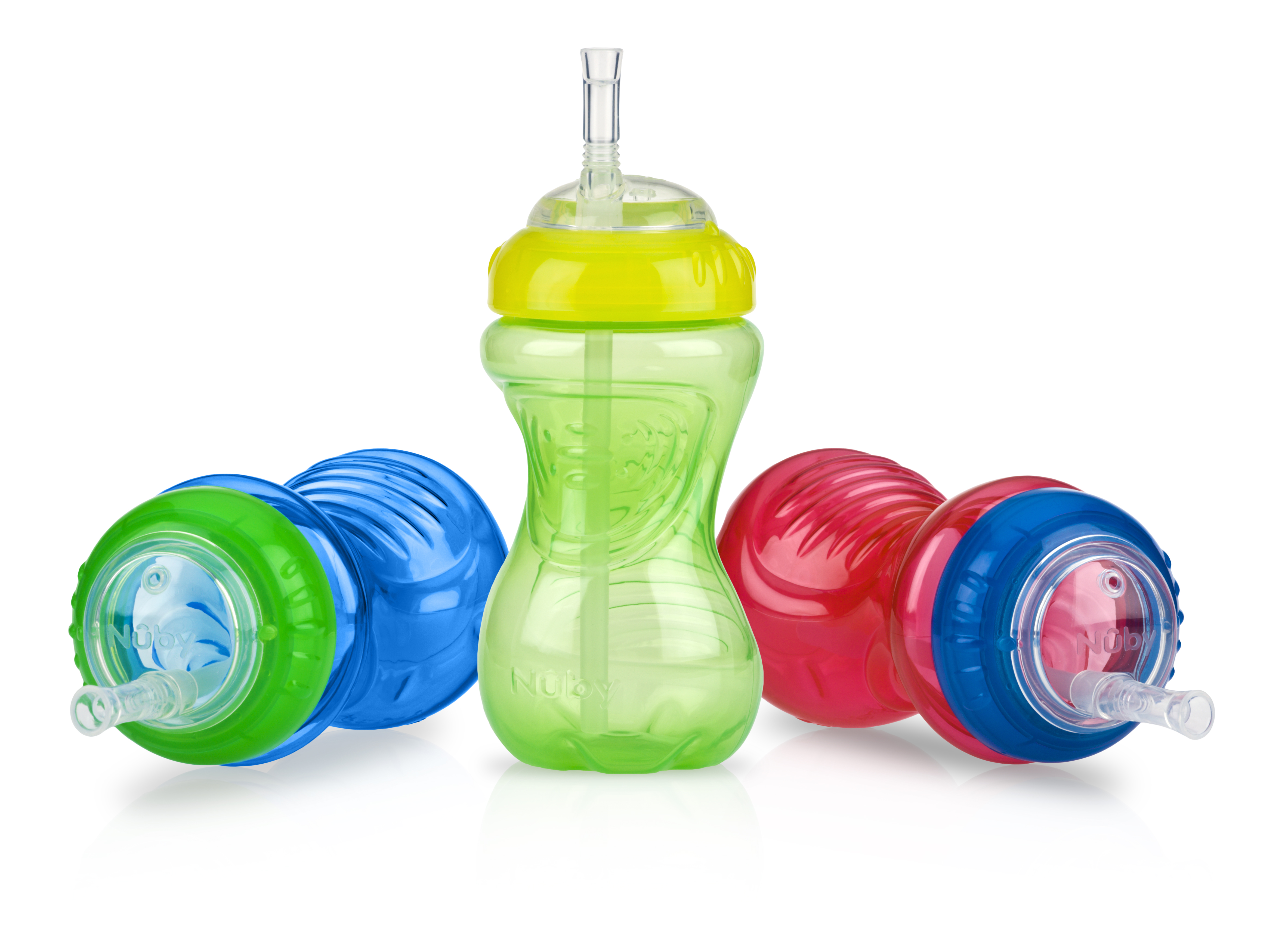 Nuby Easy Grip Soft Straw Sippy Cup, 10oz, 3-Pack photo 1