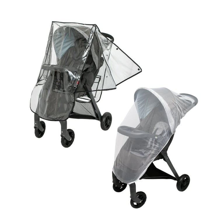 Nuby Eco Stroller Weather Shield Bug Netting Set with Carrying Bag Black