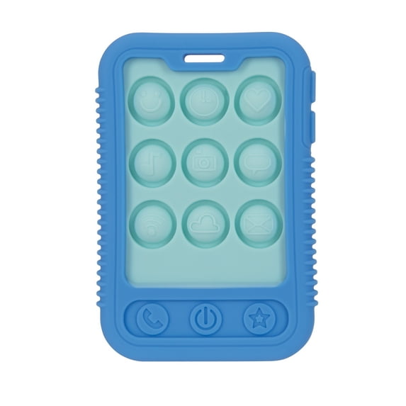 Nuby Giggle Bytes Sensory Popper Teething Toy for Babies, Blue/Light Blue Cellphone